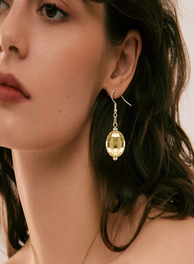 Adoshine Disco Ball Earrings for Women Silver Gold Disco Mirrorball Earrings Perfect for 70s outfits Dance Party Costume Accessories (Short-Gold) - Image 2